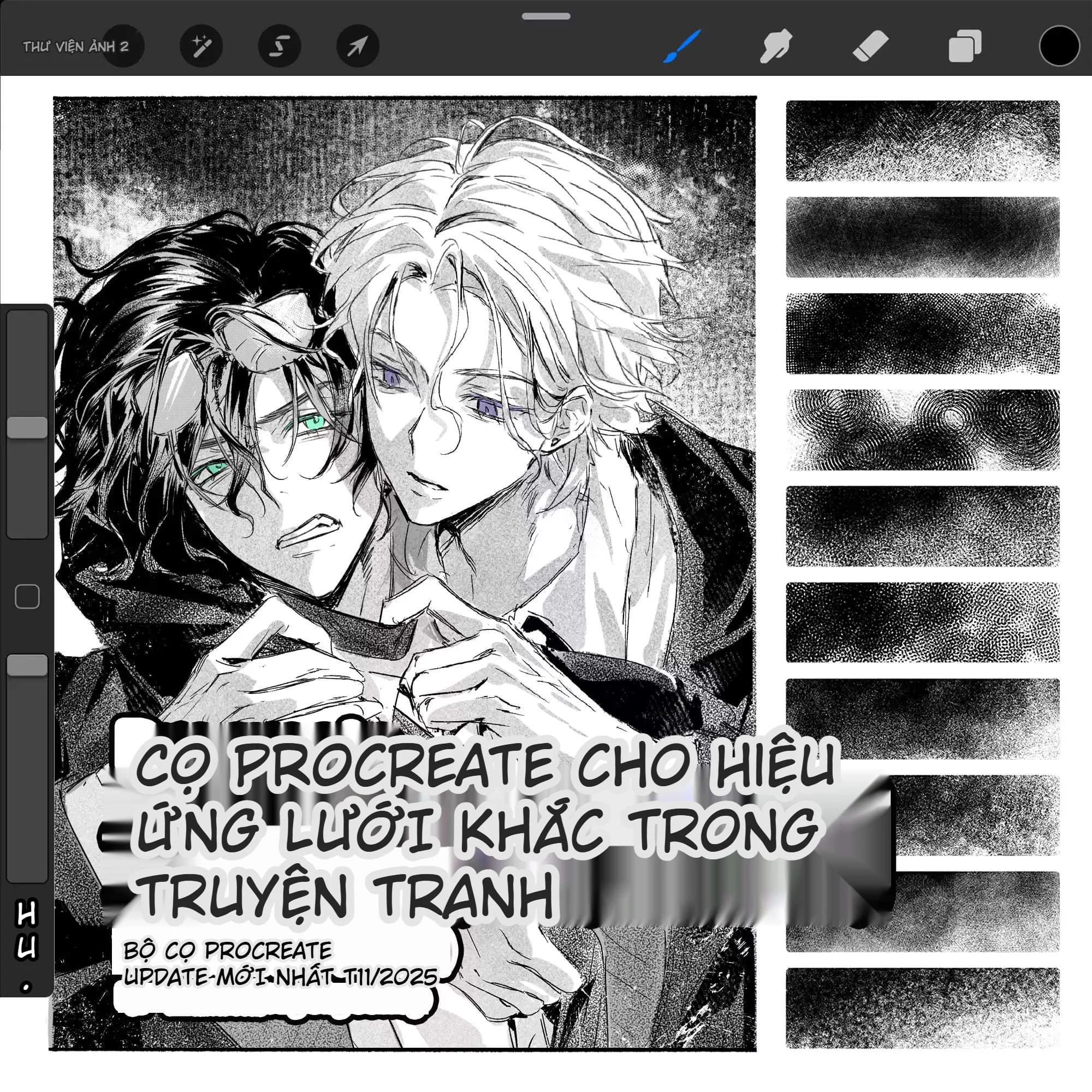 Bộ 27 cọ Procreate vẽ truyện tranh kiểu cào lưới