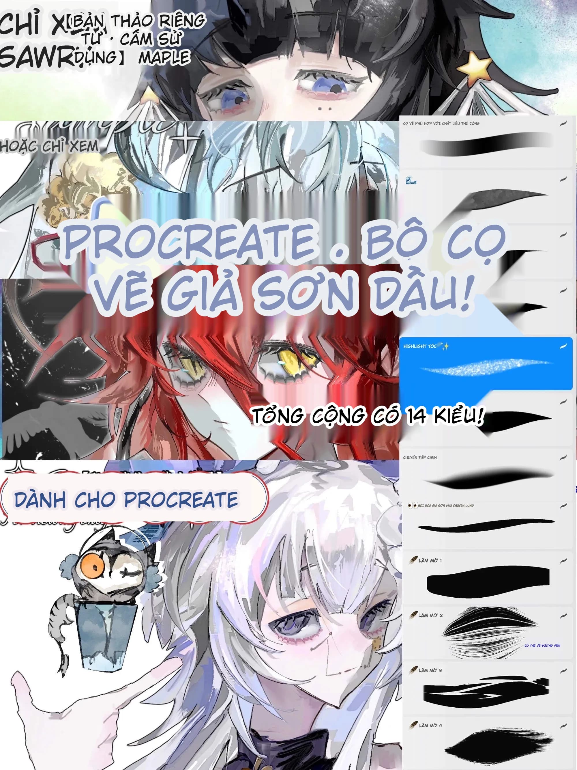 Bộ 14 Brush Procreate Giả Dày Tự Làm